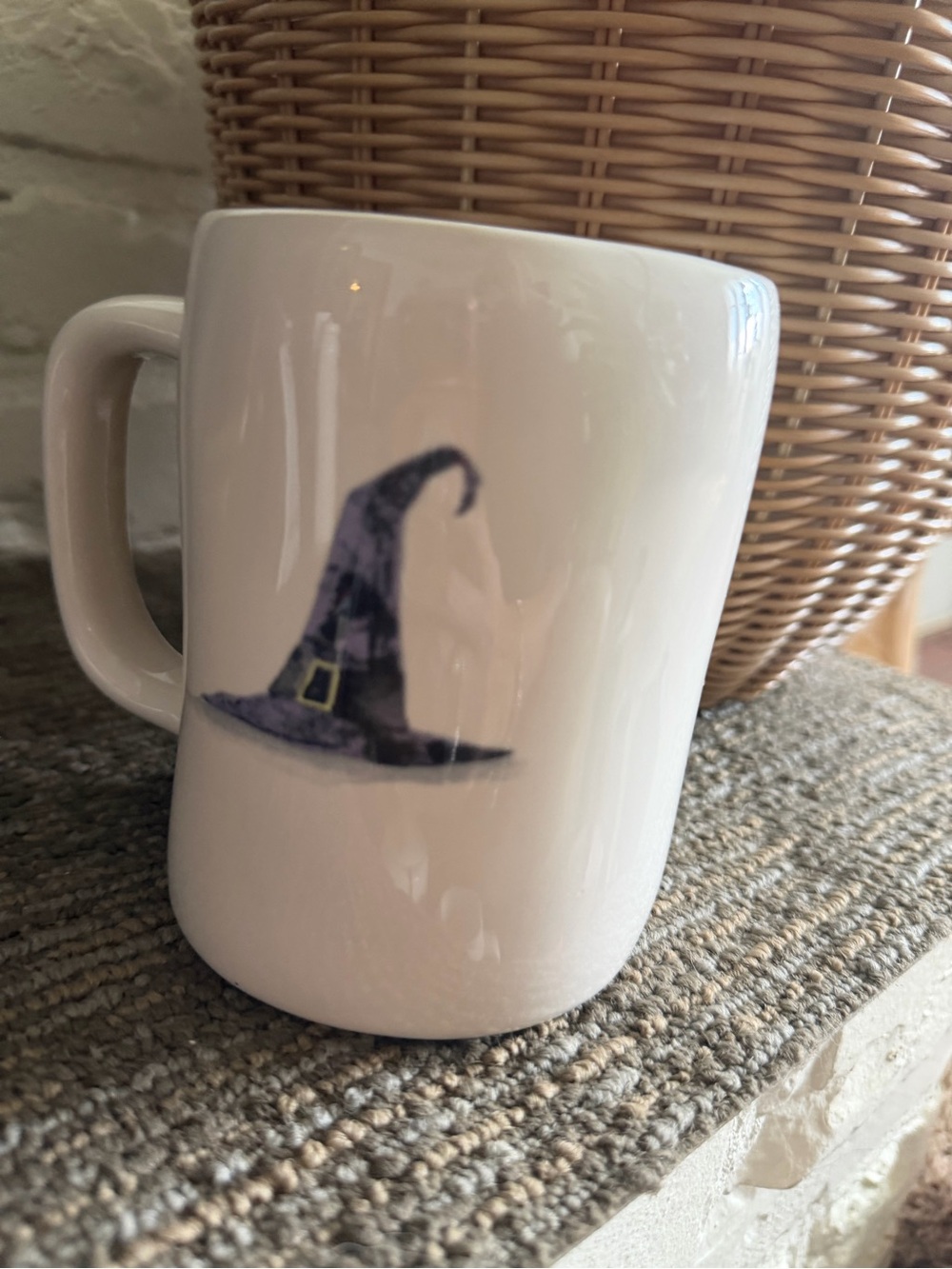 Rae Dunn White Mug with Purple Witch Hat